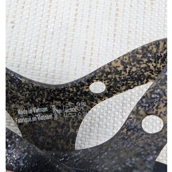 Crocs Sandals Toddler Girl C 6 Black Glitter Pink Butterfly Mary Jane - Picture 4 of 15